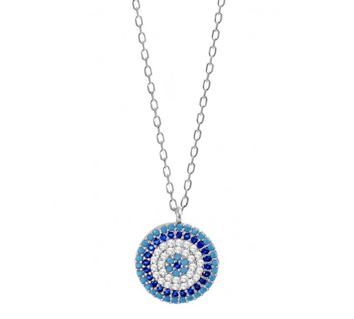 CZ Multi Blue Mati Necklace