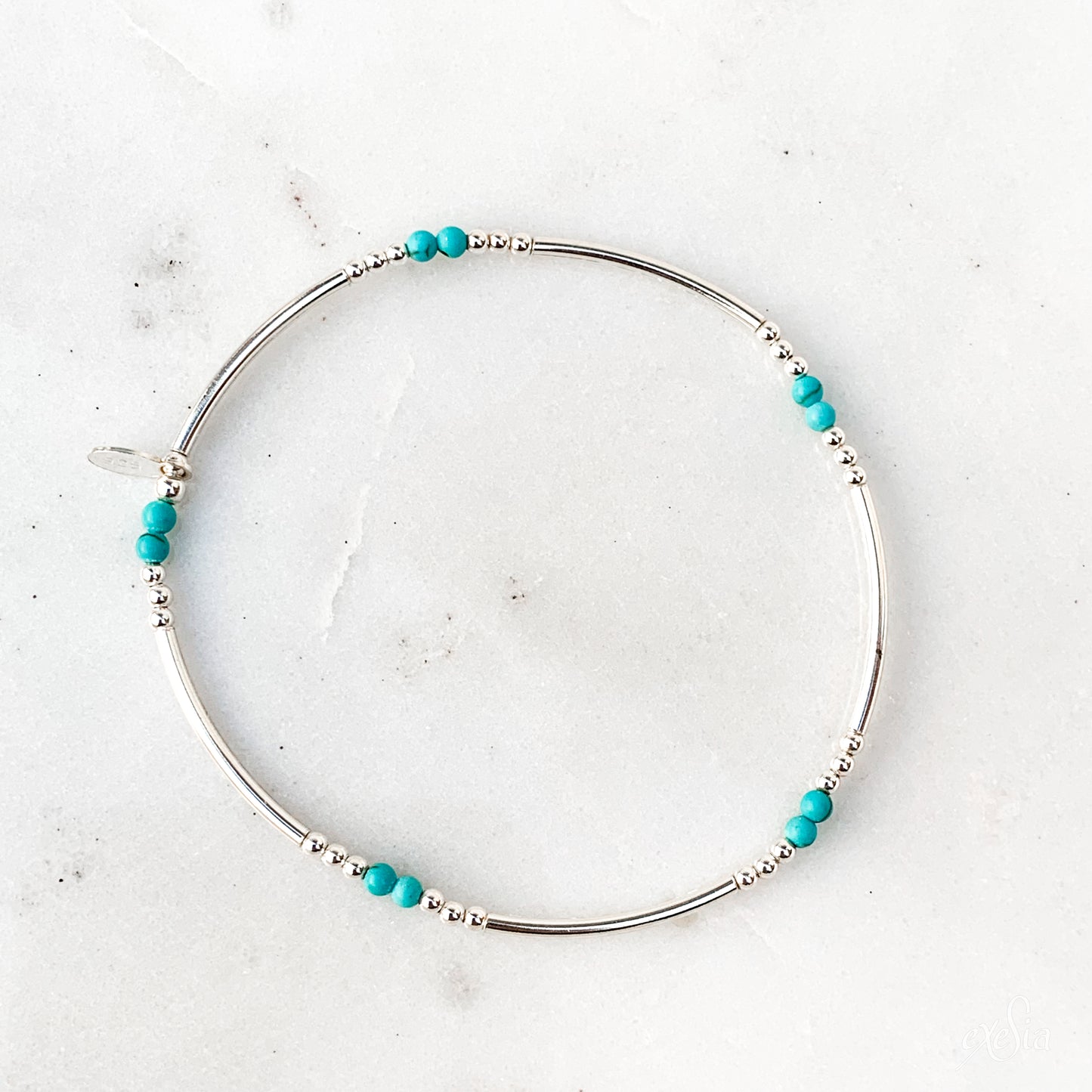 Turquoise Silver Tube Bracelet